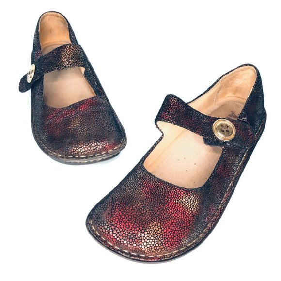 Alegria Shoes - Alegria Paloma Red Metallic Mary Jane Shoes